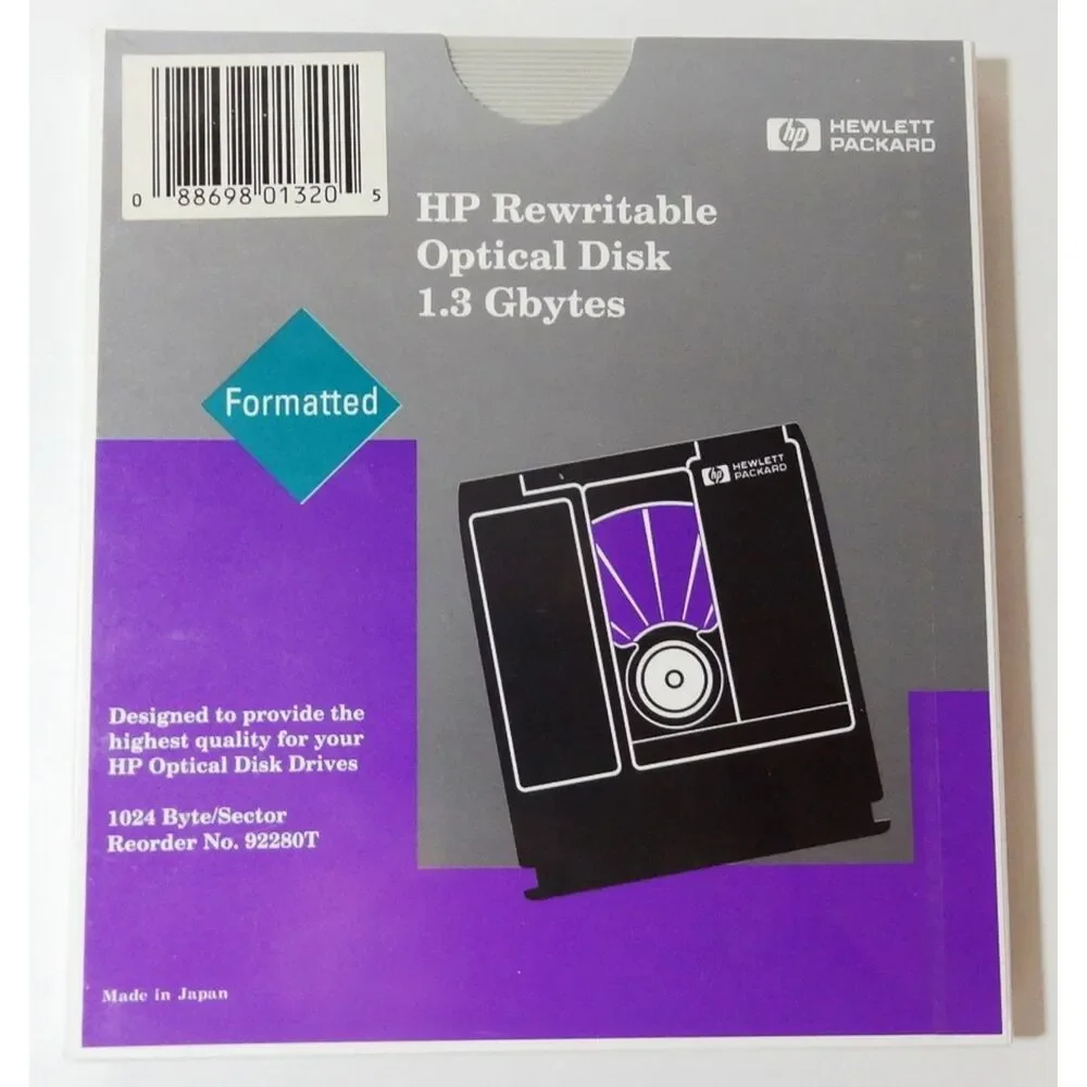 HP 1.3GB Rewritable Optical Disk (5.25) 1024B/S - Formatted 92280T - New Sealed